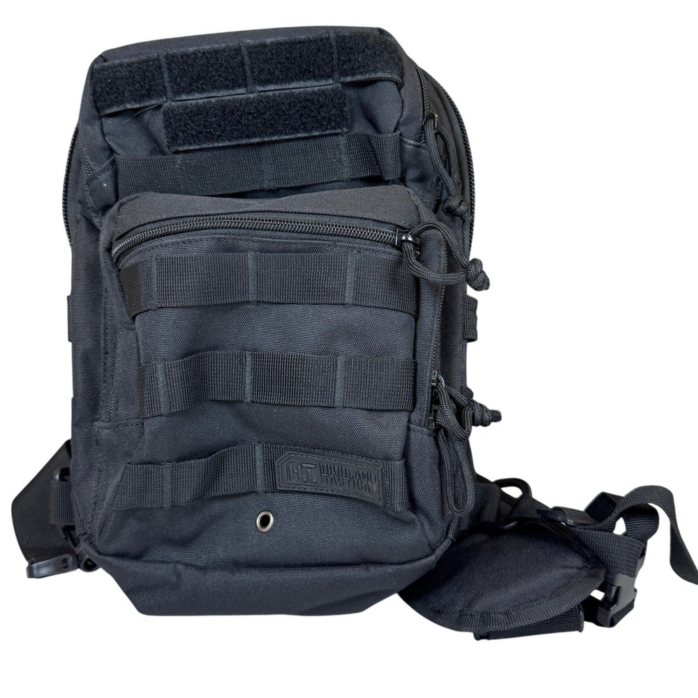 Highland Tactical Black Sling Bag EDC Molle Tactical Shoulder Pack Backpack
